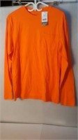 Men's XL L/S 1 pocket orange work t-shirt