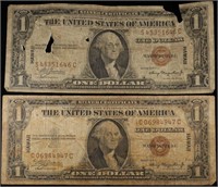 (2) 1935A $1 HAWAII NOTES, 1 VG, 1 DAMGED