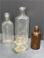 4 Vintage Bottles - Clear Ink, 2 Clear Medicine