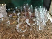 Assorted stemware & Cut glass vase