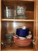 Cabinet lot of dishware glasses bowls and more