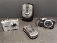 2 Digitals Cameras and Samsung Cell Phone