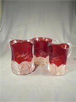 (3) PIECES OF ANTIQUE RED & CLEAR CUT GLASS