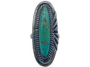 NAVAJO NATIVE AMERICAN STERLING & TURQUOISE RING
