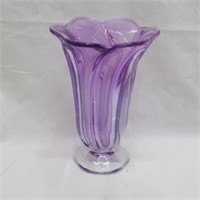 Amethyst Glass Flower Vase - Handblown - Worn