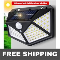 NEW 100 LED Solar Wall Lamp 4 Sides Luminous