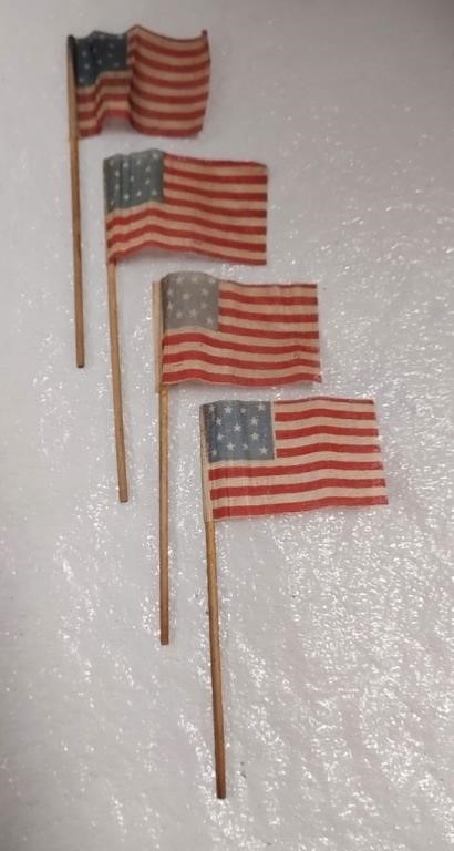Four 1876 U.S. Centennial Parade Flags