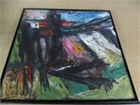 Art-Framed Glassed Abstract Painting Signed