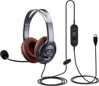 USB Headphones w/ Mic, Noise Cancel PB-806DUC