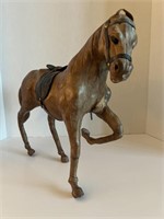 Leather Wrapped Brown Horse Statue