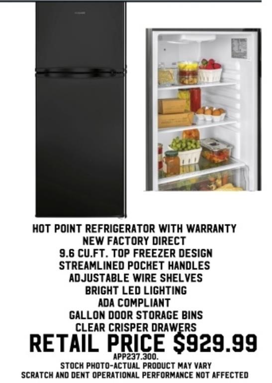 Hot Point Refrigerator w/ Warranty