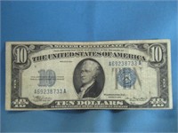 US $10 Blue Seal Silver Certificate 1934 Bank Note