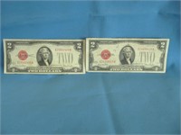 US Red Seal $2 Bank Notes 1928 Series G