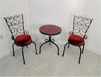 German Wrought Iron Bistro Table & 2 Chairs