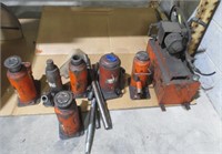 Various hydraulic jacks, pump