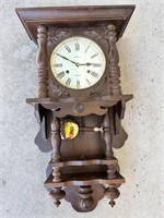 Vintage Aminex Carved Wood Wall Clock