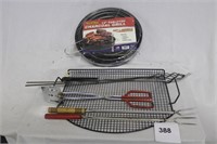 CHARCOAL GRILL (NIB) & GRILLING UTENSILS