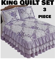 3 PIECE QUILT SET KING WITH 2 SHAMS / DISTRESSED