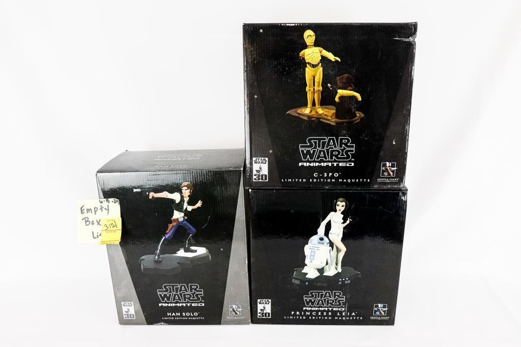 (3) Star Wars EMPTY Figurine Boxes