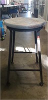 (1) Shop Stool (Metal Base/Wooden Seat/25" Tall)