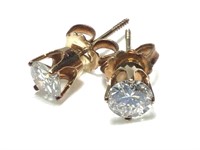 14K YG Diamond Stud Earrings .9g TW