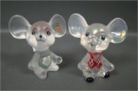 Two Fenton Decorated Mice Figurines
