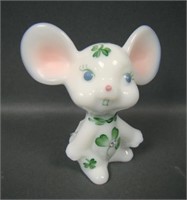 Fenton Shamrock Jeweled Mouse Figurine