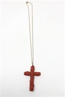 Victorian Floral Cross Pendant 14K Chain