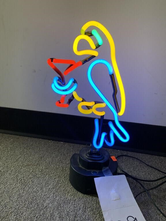 14 “ NEON PARROT W/ COCKTAIL LIGHT - WORKS