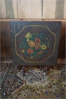 Antique Wooden Card Table With Flowers