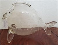 Vintage Murano Clear Glass Blow Fish