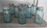 8x Blue Ball Mason Quart Jars