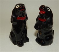 Vintage Redware Black Spaniel Dogs