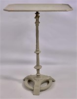 Cast iron end table, octagonal top, 9" x 15", rope