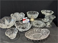 Crystal Dishes, Bowls, Vase, Assortment