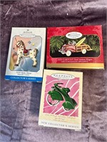 Lot of 3 Hallmark Ornaments Car Horse Tricycle