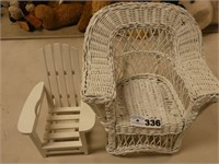 Small Wicker Chair & Wooden Chair