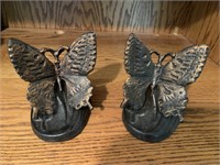 Bronze finish Butterfly Bookends, about 5” tall