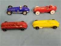 4 Vintage Plastic Racecars