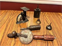 DR-Vintage Drill, Oil Cans, Postal Scale