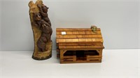 Rustic cabin decor: carved bear figurine and