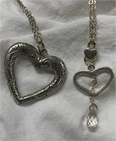 (2) Sterling Silver Heart Necklaces