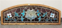 Stained & leaded glass window in oak frame with
