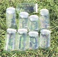 9 pc. lot Glass Storage Jars