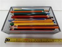 Metal Tray of Colored Pencils