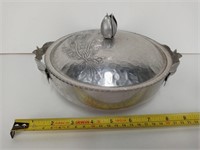 Vintage Hammered Aluminum Tulip Lid Dish