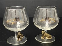 2 Wild Africa Cream Leopard Glass Snifters