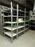 Group of Metal Storage Shelves Assembled