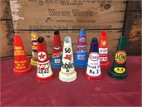 Lot of Reproduction Tin & Plastic Oil Tops