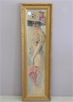 Yard Long Victorian Lady Print in Gold Frame